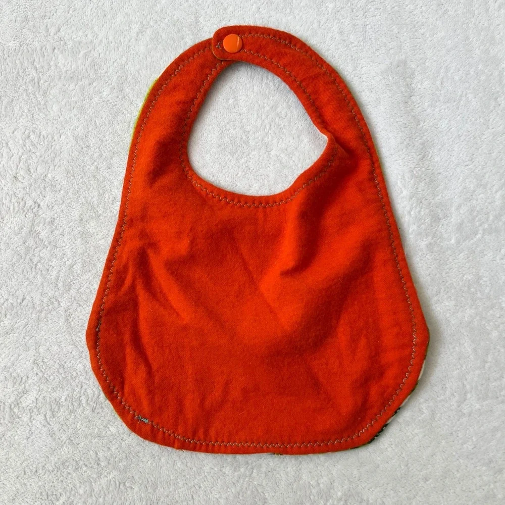 Handmade Baby Bibs Green Orange Cactus Succulent Print Set of 3 OS